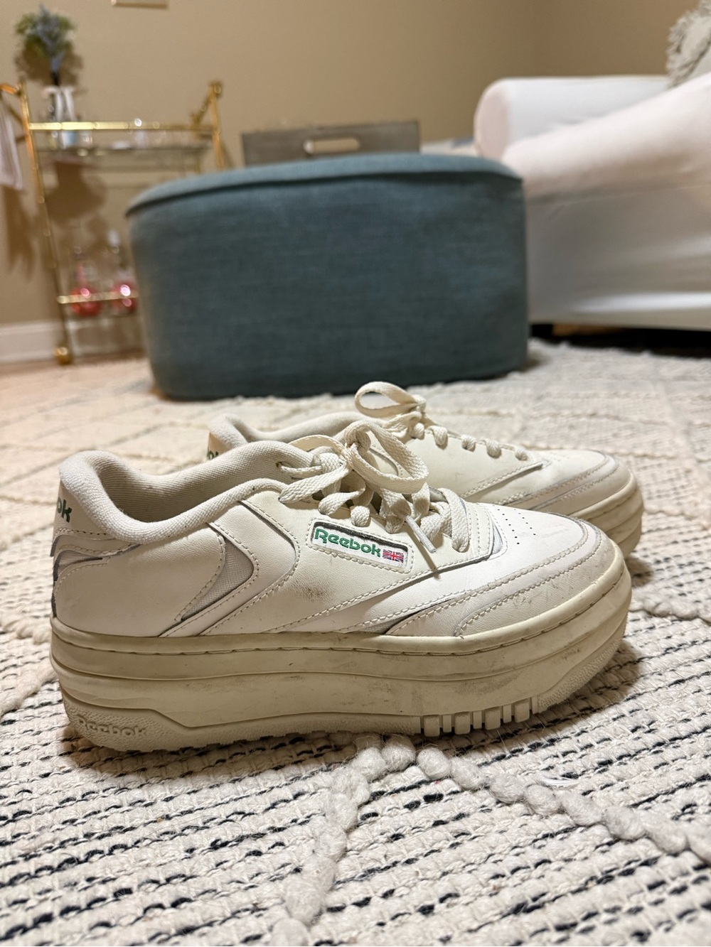 Reebok Women's Off-White Cream Platform Sneakers